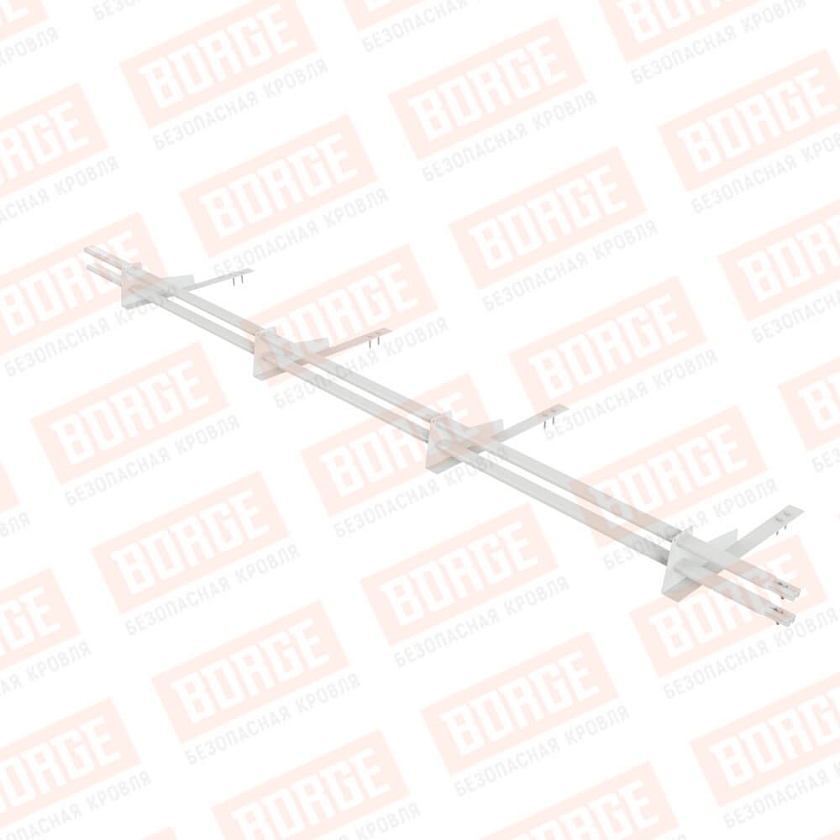 Снегозадержатель трубчатый BORGE 3м, 4 опоры, для гибкой черепицы, сигнально-белый (RAL 9003)