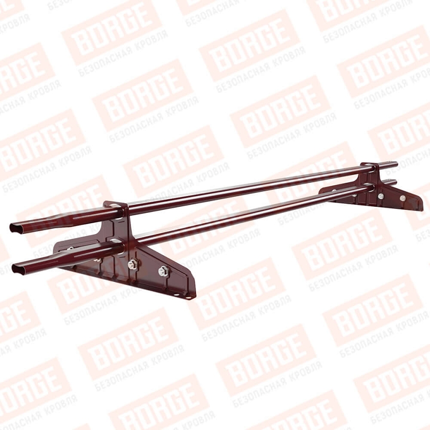 Снегозадержатель трубчатый Русский Рубеж 20х40мм, 1,5м, 2 опоры, для фальц. кровли, красное вино (RAL 3005)