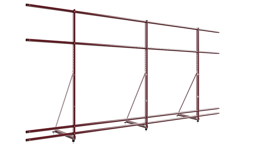 Ограждение кровельное NewLine H-120см, 3м, красное вино (RAL 3005), с двумя доп. трубами