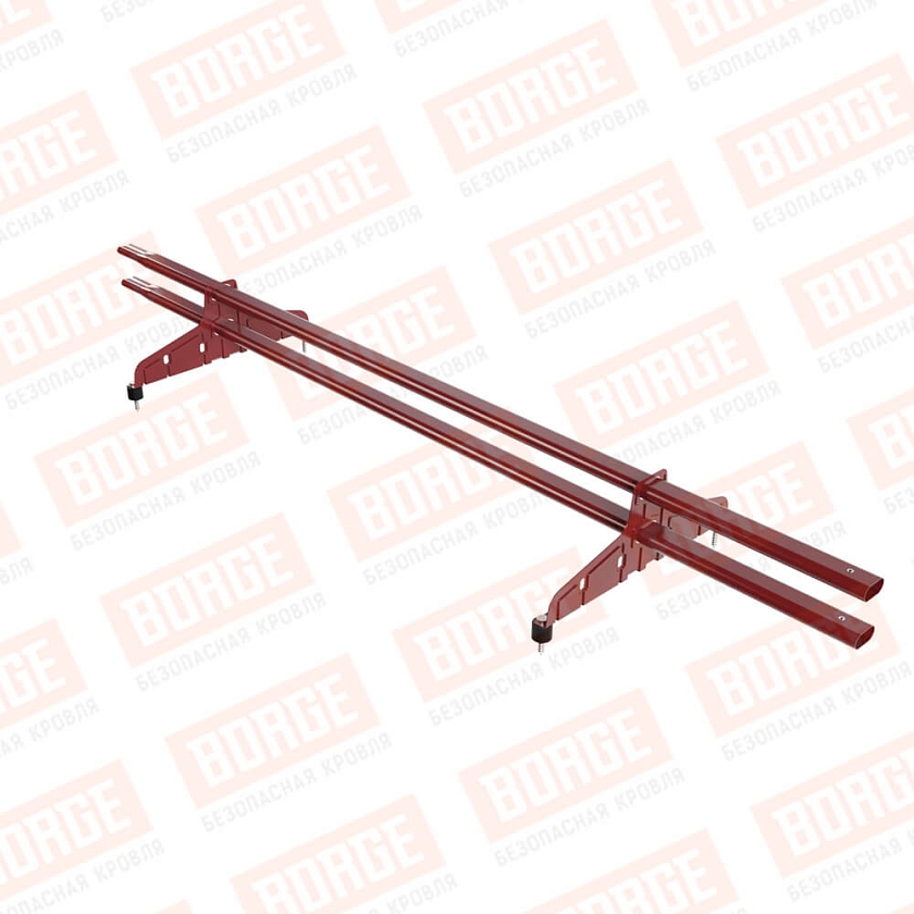 Снегозадержатель трубчатый Русский Рубеж 20х40мм, 1,5м, 2 опоры, коричнево-красный (RAL 3011)