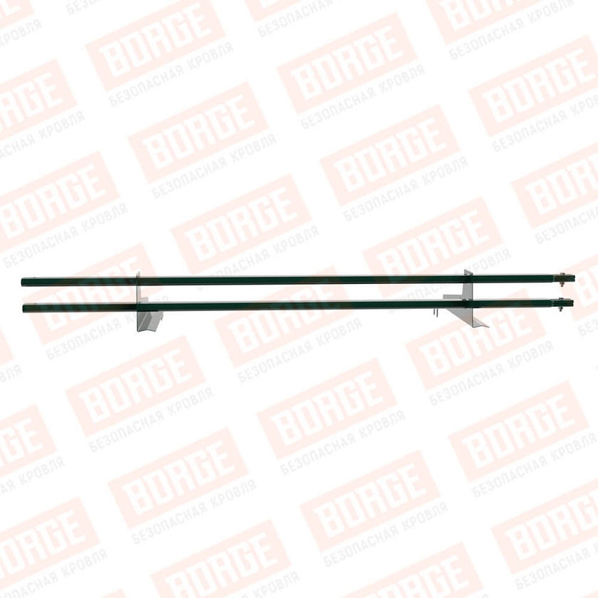 Снегозадержатель трубчатый BORGE 1,5м, 2 опоры, для черепичной кровли, зеленый мох (RAL 6005)