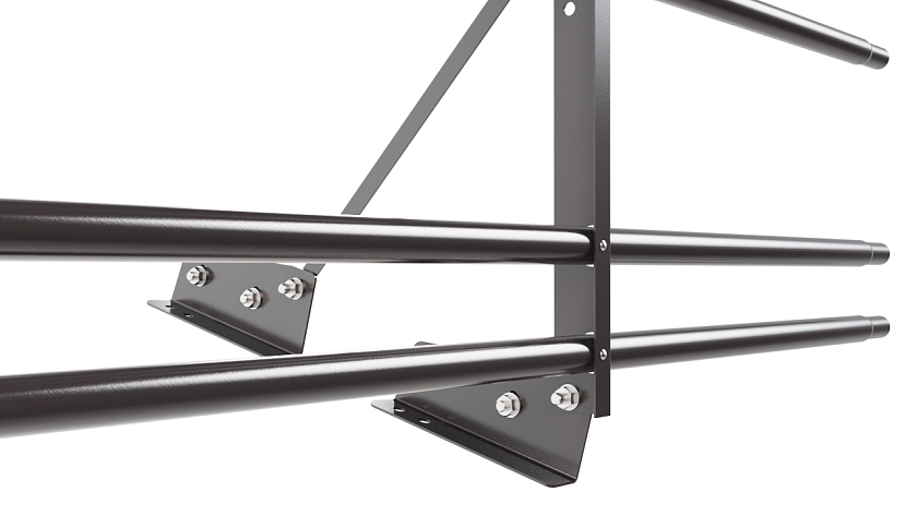 Ограждение кровельное NewLine H-60см, 3м, для фальц. кров., серо-коричневый (RR 32), с двумя доп. трубами