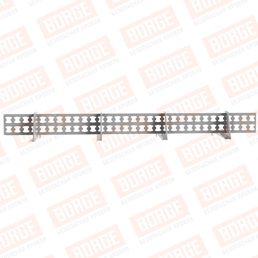 Снегозадержатель решетчатый BORGE 2,5м, 4 опоры, для черепичной кровли, сигнально-серый (RAL 7004)