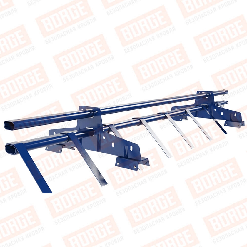 Снегозадержатель трубчатый BORGE 1,5м, 2 опоры, для профнастила Н-60, Н-75, сигнально-синий (RAL 5005)