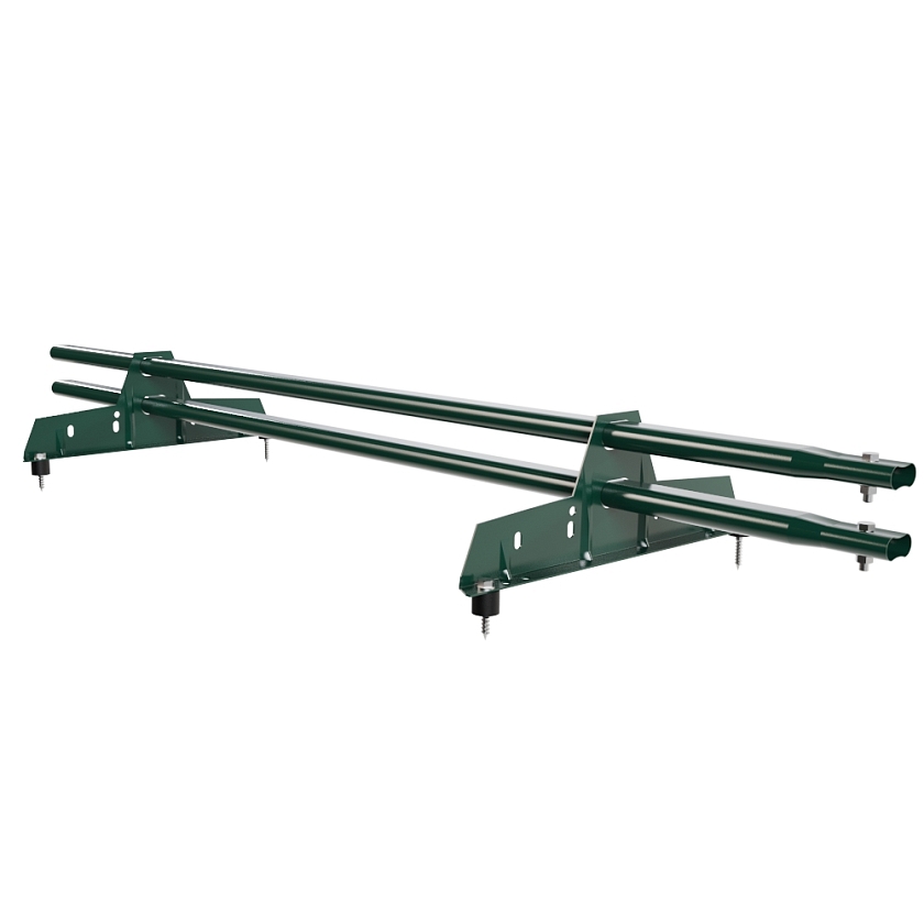 Снегозадержатель трубчатый Русский Рубеж 25х45мм, 1,5м, 2 опоры, зеленый мох (RAL 6005)