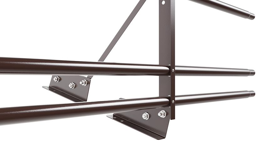 Ограждение кровельное NewLine H-60см, 3м, для фальц. кров., коричневый шоколад (RAL 8017), с двумя доп. трубами