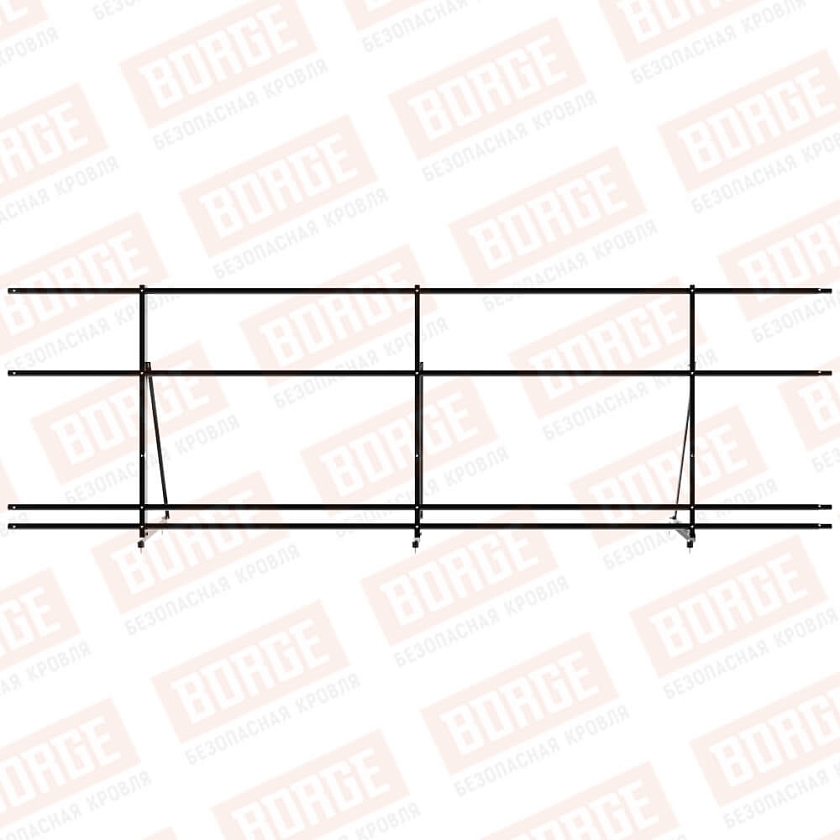 Ограждение декоративное NewLine H-90см, 3м, чёрный (RAL 9005), с двумя доп. трубами