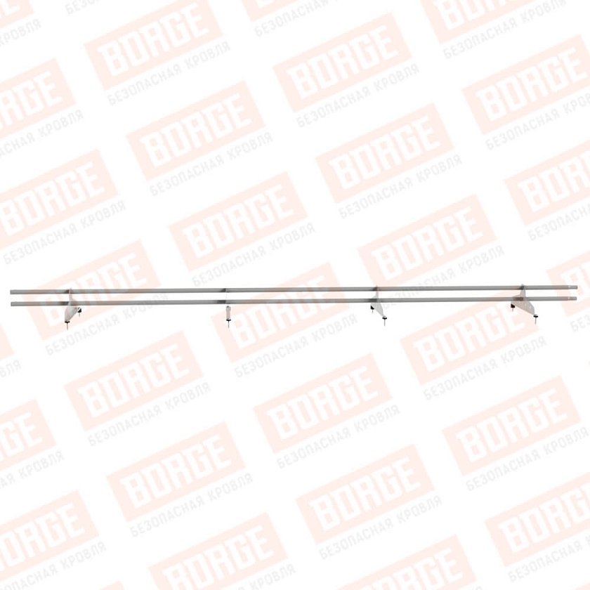 Снегозадержатель трубчатый NewLine 3м, D-25мм, 4 опоры, бело-алюминиевый (RAL 9006)