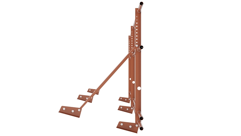 Ограждение кровельное NewLine H-90см, 3м, для фальц. кров., терракотовый (RAL 8004), с двумя доп. трубами