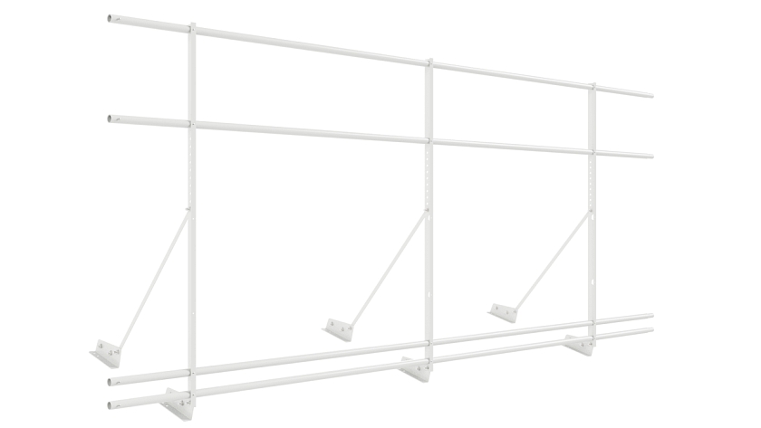 Ограждение кровельное NewLine H-120см, 3м, для фальц. кров., сигнально-белый (RAL 9003), с двумя доп. трубами