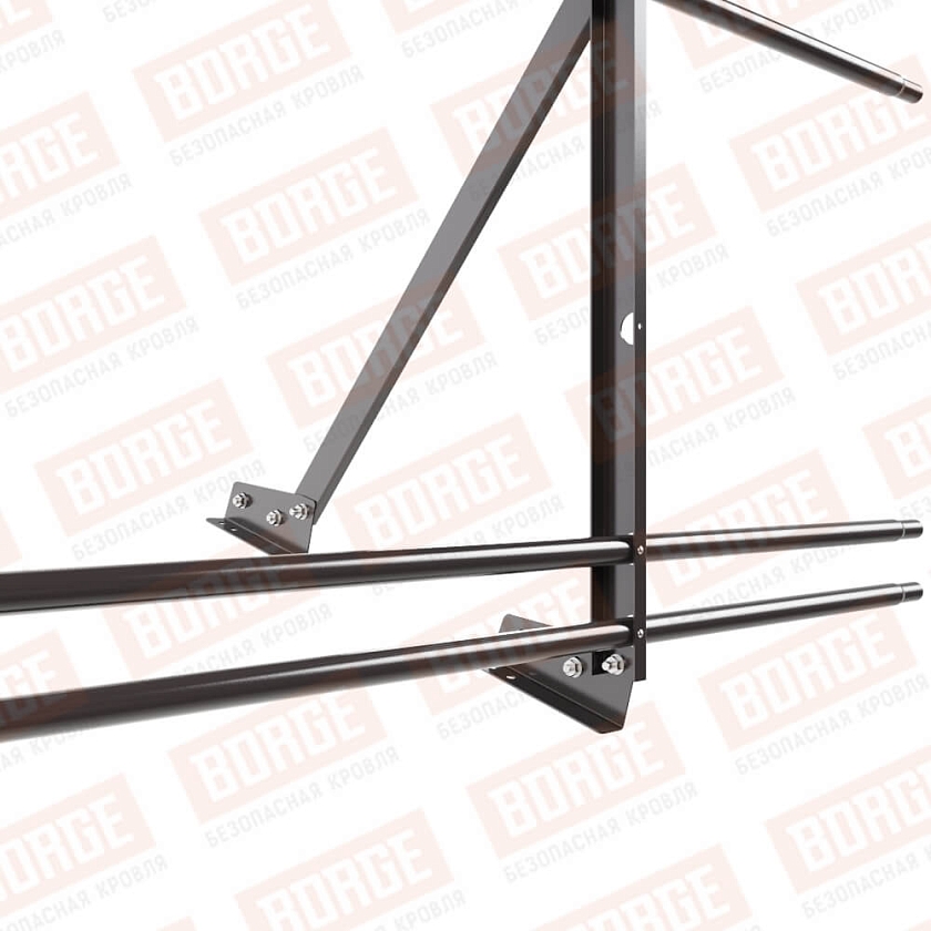 Ограждение кровельное Русский Рубеж H-90см, 3м, для фальцевой кровли, серо-коричневый (RAL 8019), с двумя доп. трубами