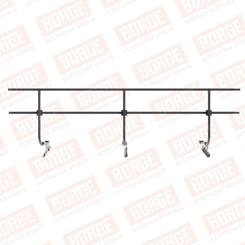Ограждение кровельное BORGE H-90см, 3м, для фальцевой кровли, серый графит (RAL 7024 matt)