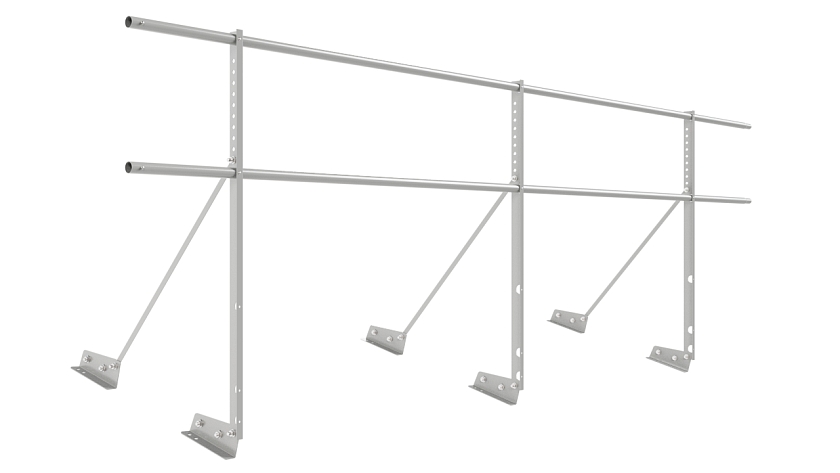 Ограждение кровельное NewLine H-90см, 3м, для фальцевой кровли, бело-алюминиевый (RAL 9006)