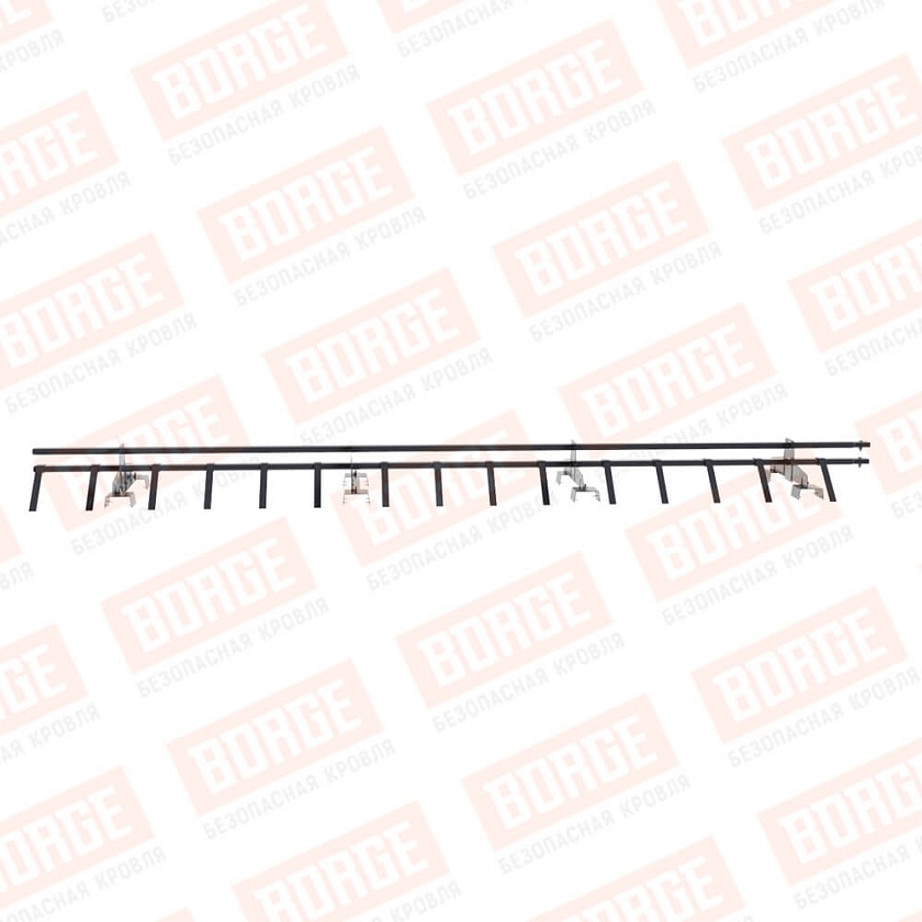 Снегозадержатель трубчатый BORGE 3м, 4 опоры, для профнастила Н-114, серый графит (RAL 7024)