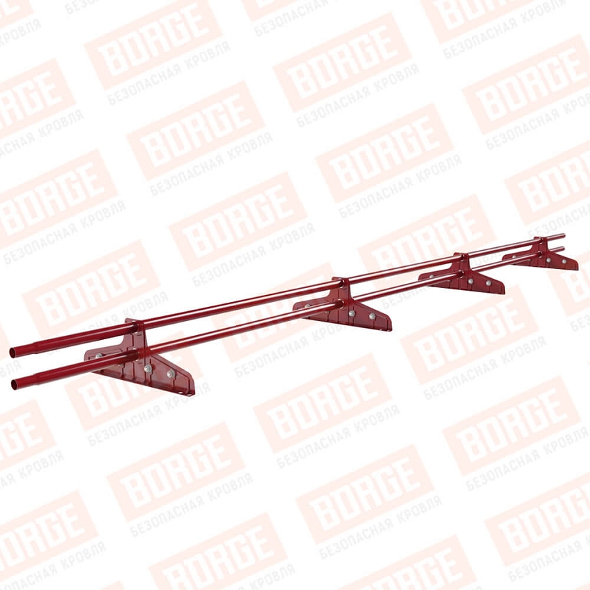 Снегозадержатель трубчатый Русский Рубеж D-25мм, 3м, 4 опоры, для фальц. кровли, рубиново-красный (RAL 3003)