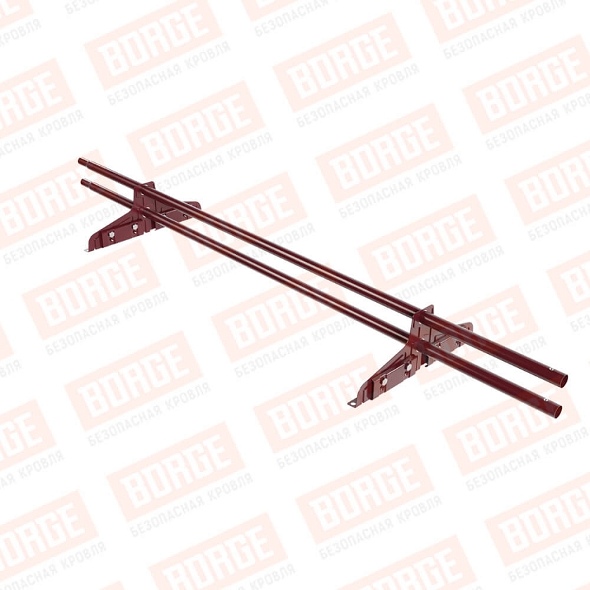 Снегозадержатель трубчатый Русский Рубеж D-25мм, 1,5м, 2 опоры, для фальц. кров., красное вино (RAL 3005)