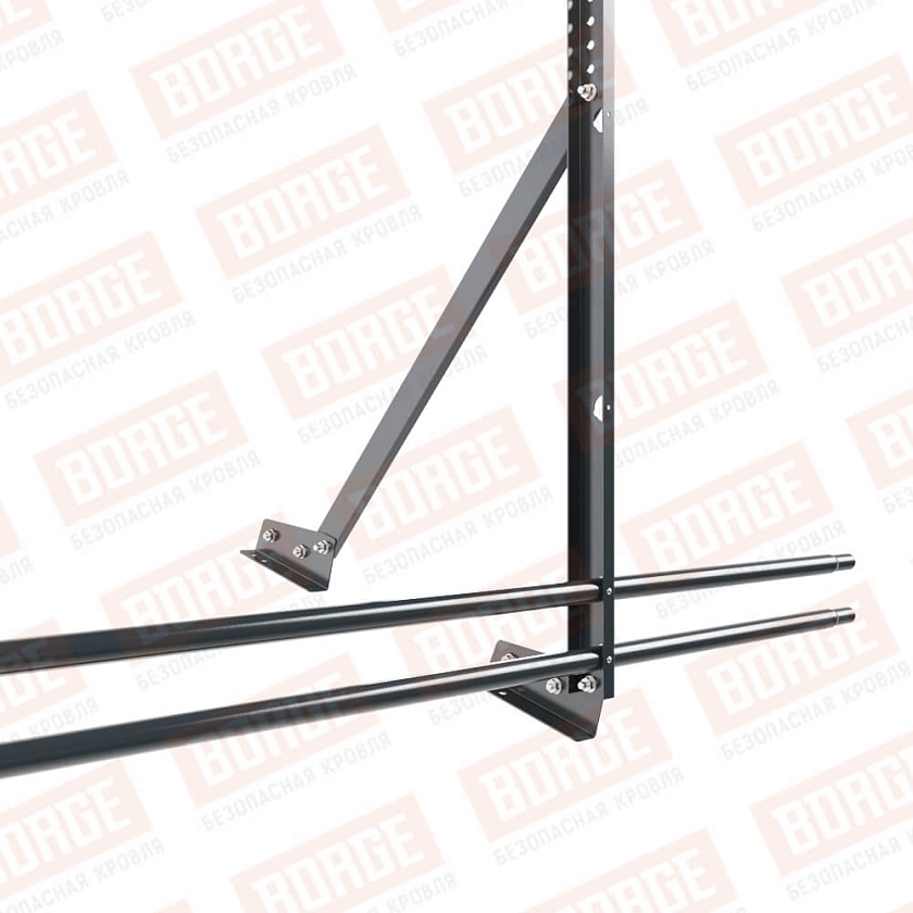 Ограждение кровельное Русский Рубеж H-120см, 3м, для фальцевой кровли, антрацитово-серый (RAL 7016), с двумя доп. трубами