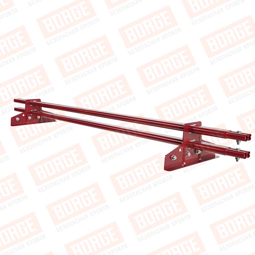 Снегозадержатель трубчатый BORGE 1,5м, 2 опоры, для фальцевой кровли, рубиново-красный (RAL 3003)