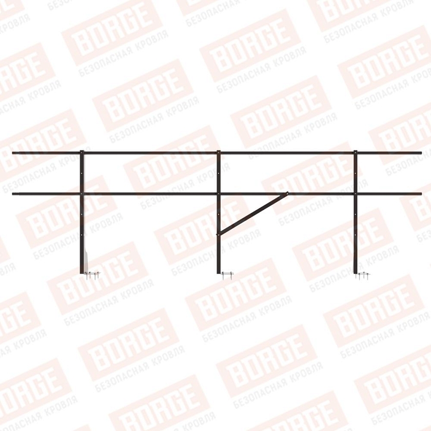 Ограждение плоских кровель Русский Рубеж Н-90, 3м, верхнее крепление, серо-коричневый (RR 32)