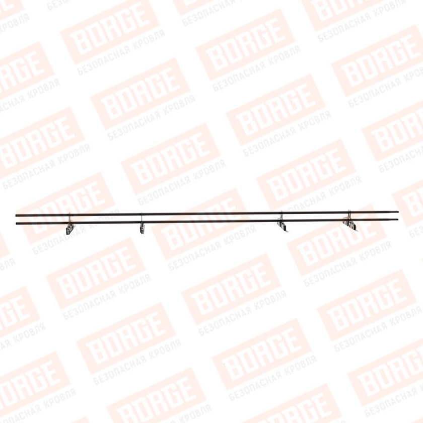 Снегозадержатель трубчатый Русский Рубеж 20х40мм, 3м, 4 опоры, для фальц. кровли, серо-коричневый (RR 32)