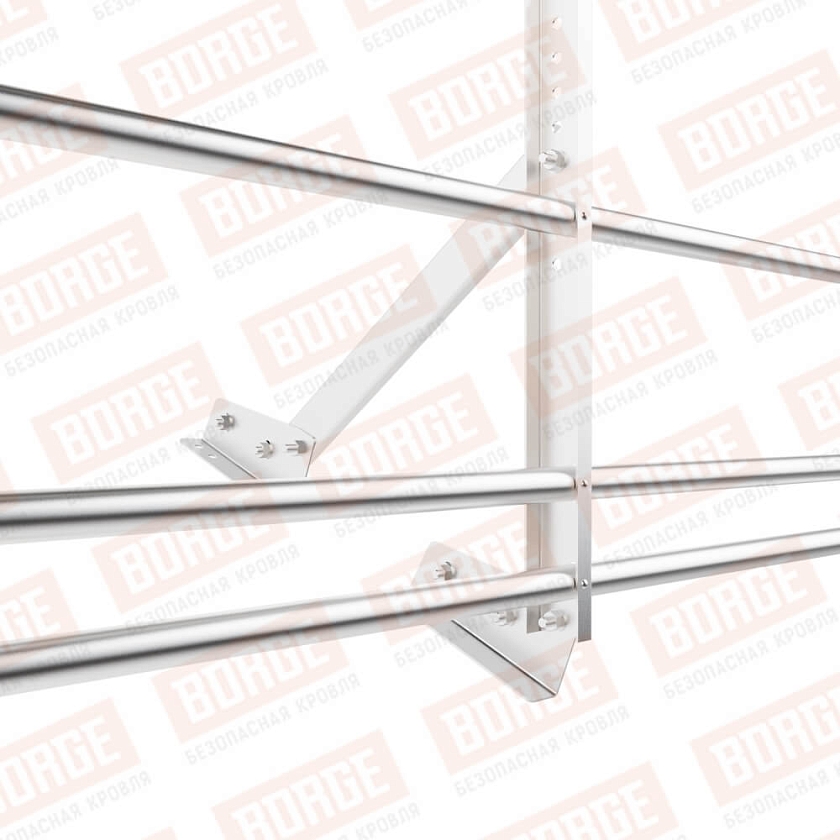 Ограждение кровельное Русский Рубеж H-60см, 3м, для фальцевой кровли, цинк, с дв. доп. труб.