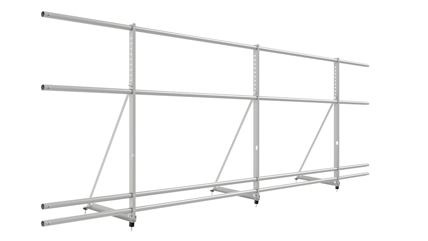 Ограждение кровельное NewLine H-90см, 3м, бело-алюминиевый (RAL 9006), с двумя доп. трубами