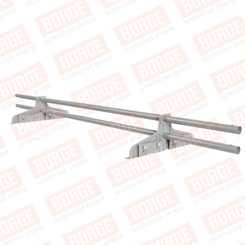 Снегозадержатель трубчатый Русский Рубеж D-25мм, 1,5м, 2 опоры, для фальц. кров., бело-алюминиевый (RAL 9006)