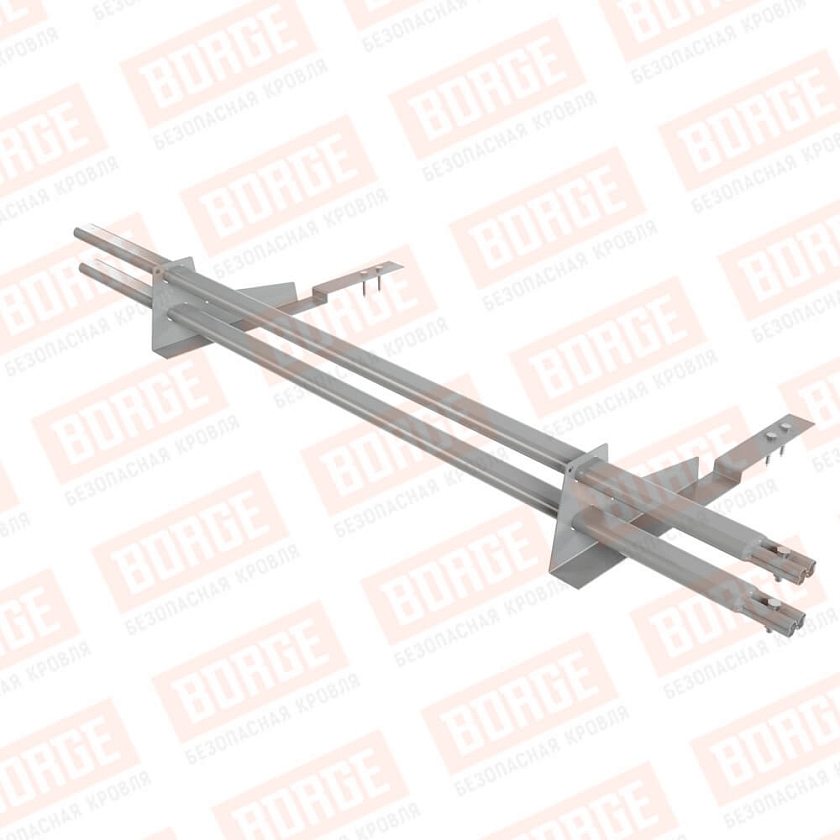 Снегозадержатель трубчатый BORGE 1,5м, 2 опоры, для композит. черепицы, бело-алюминиевый (RAL 9006)