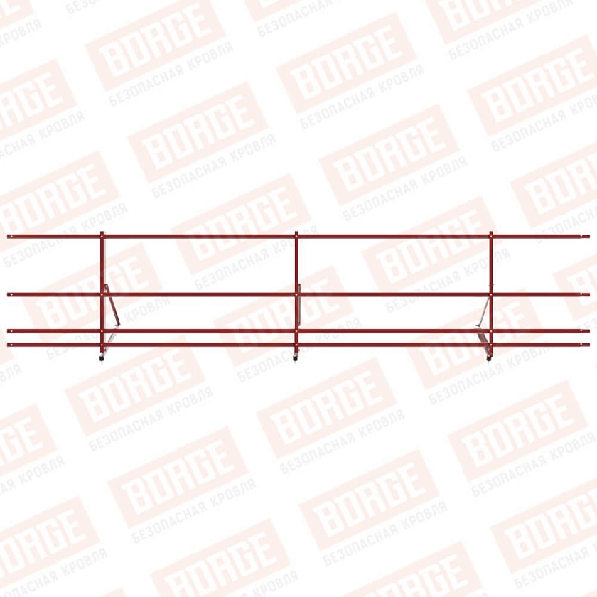 Ограждение декоративное NewLine H-60см, 3м, коричнево-красный (RAL 3011), с двумя доп. трубами