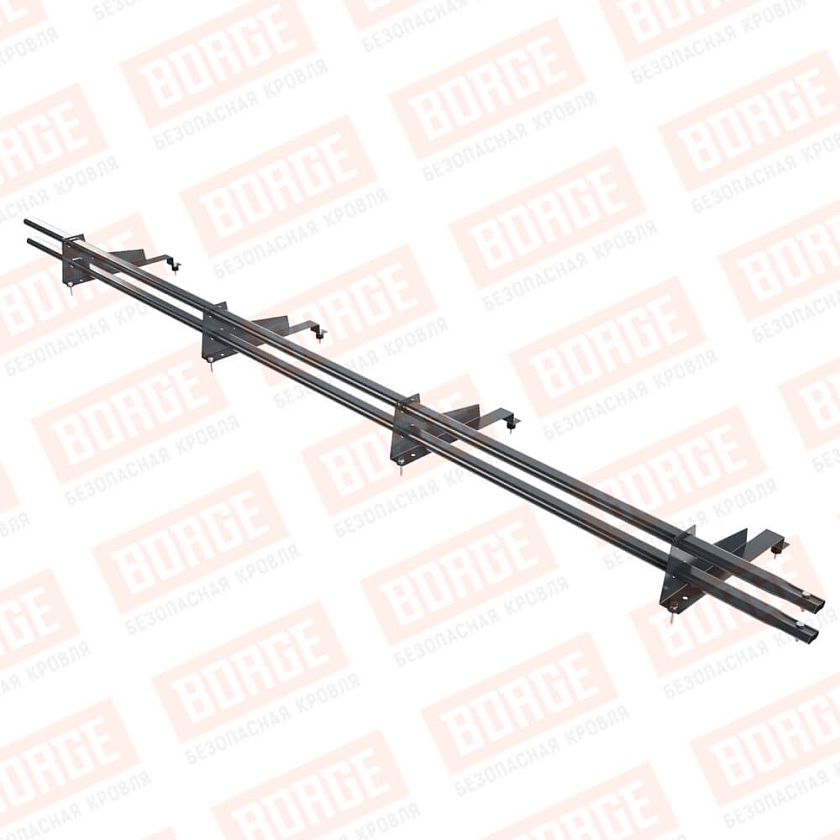 Снегозадержатель трубчатый Русский Рубеж 3м, 4 опоры, для МЧ с выс. ступенькой, антрацитово-серый (RAL 7016), 400мм