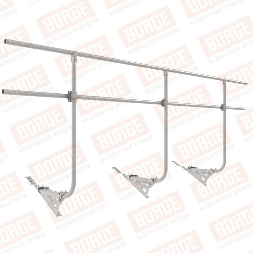 Ограждение кровельное BORGE H-120см, 3м, для черепичной кровли, бело-алюминиевый (RAL 9006)