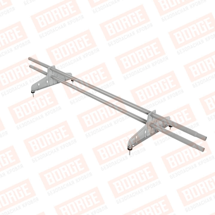 Снегозадержатель трубчатый Русский Рубеж D-25мм, 1,5м, 2 опоры, бело-алюминиевый (RAL 9006)