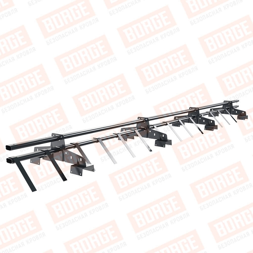 Снегозадержатель трубчатый BORGE 3м, 4 опоры, для профнастила Н-114, антрацитово-серый (RAL 7016)