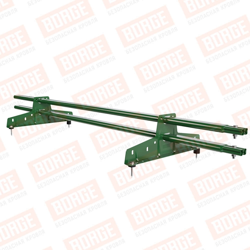 Снегозадержатель трубчатый BORGE 1,5м, 2 опоры, лиственно-зеленый (RAL 6002)