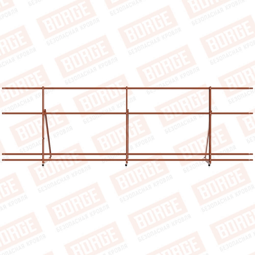 Ограждение кровельное Русский Рубеж H-90см, 3м, терракотовый (RAL 8004), с двумя доп. трубами