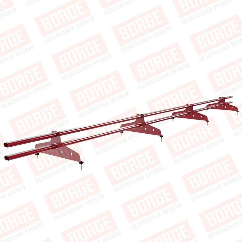 Снегозадержатель трубчатый NewLine 3м, 20х40мм, 4 опоры, рубиново-красный (RAL 3003)