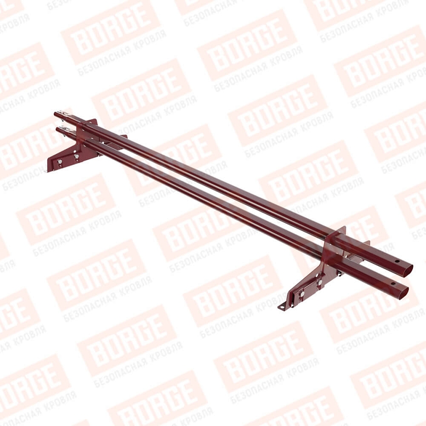 Снегозадержатель трубчатый Русский Рубеж 25х45мм, 1,5м, 2 опоры, для фальц. кров., красное вино (RAL 3005)