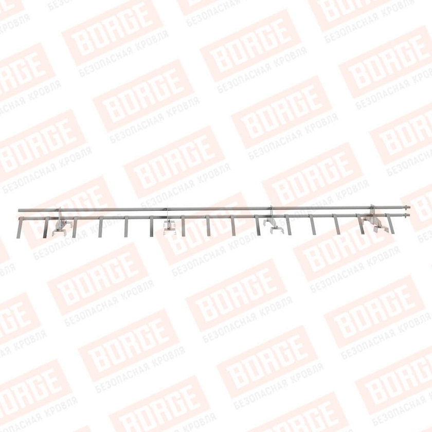 Снегозадержатель трубчатый BORGE 3м, 4 опоры, для профнастила Н-114, бело-алюминиевый (RAL 9006)