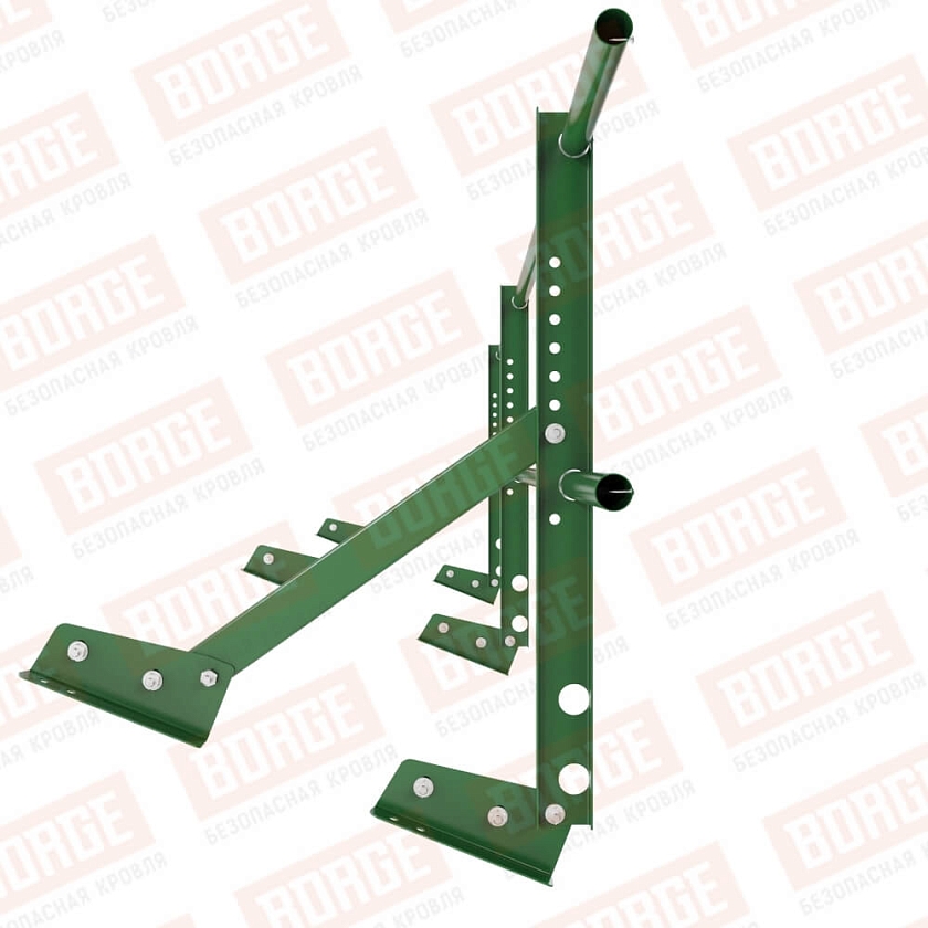 Ограждение кровельное Русский Рубеж H-60см, 3м, для фальцевой кровли, лиственно-зеленый (RAL 6002)