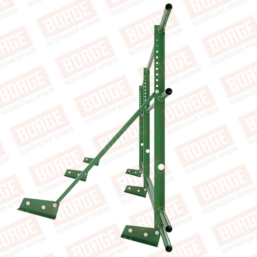 Ограждение декоративное NewLine H-90см, 3м, для фальц. кров., лиственно-зеленый (RAL 6002), с двумя доп. трубами