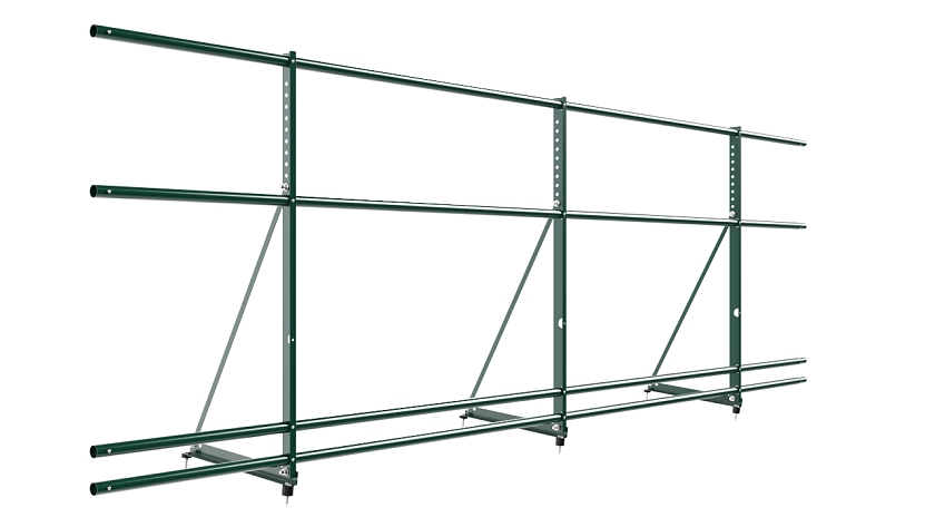 Ограждение кровельное NewLine H-90см, 3м, зеленый мох (RAL 6005), с двумя доп. трубами