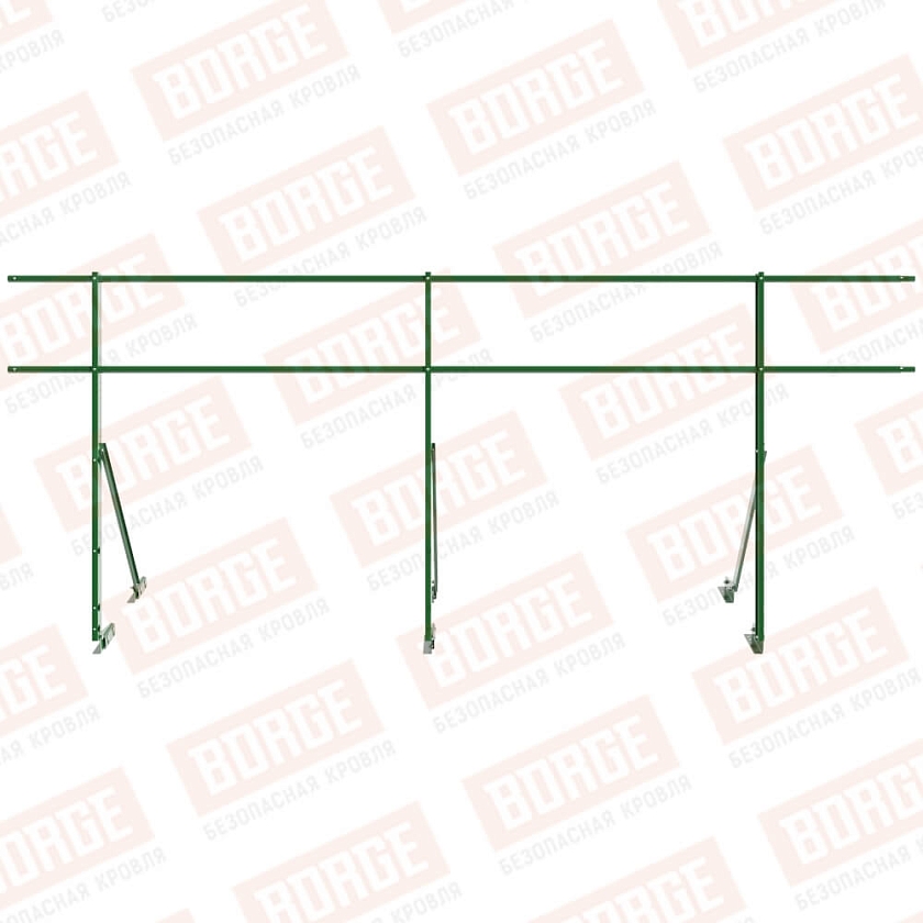 Ограждение кровельное Русский Рубеж H-120см, 3м, для фальцевой кровли, лиственно-зеленый (RAL 6002)