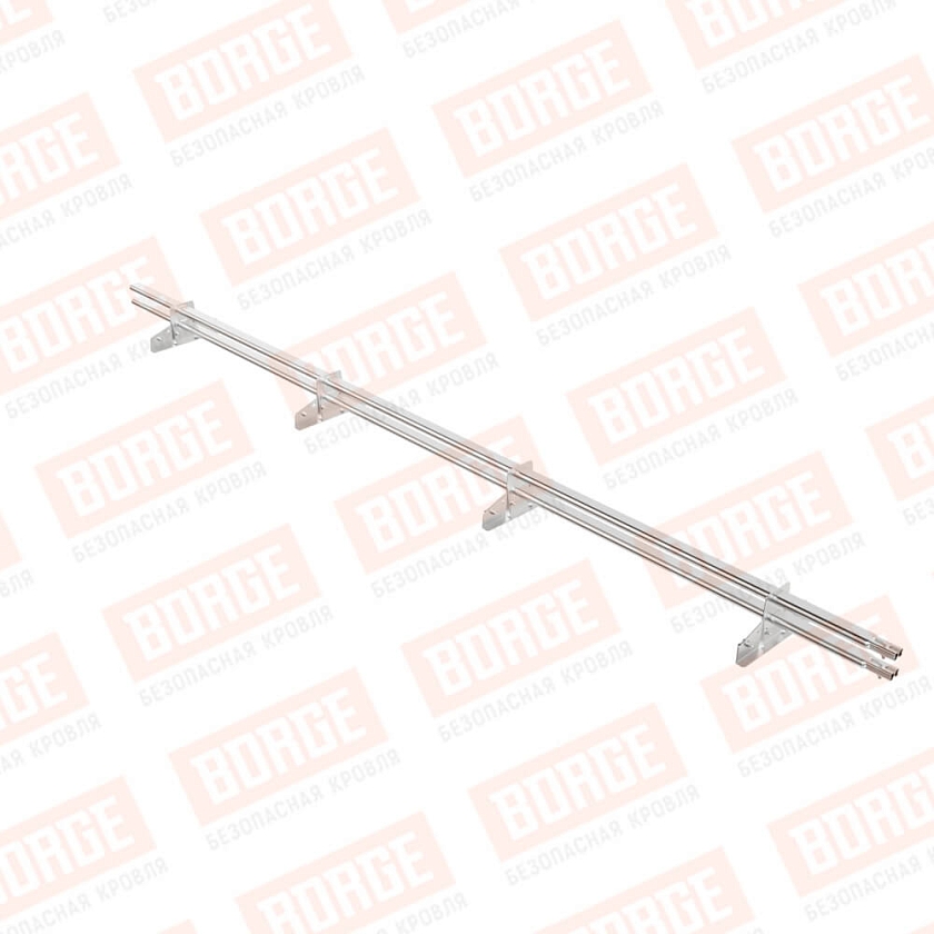Снегозадержатель трубчатый BORGE 3м, 4 опоры, для фальцевой кровли, цинк