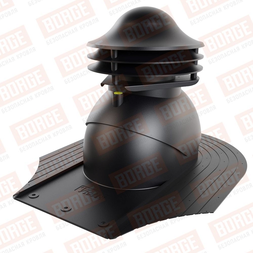 Универсальный выход вентиляции Viotto для мягкой кровли при монтаже, чёрный (RAL 9005)