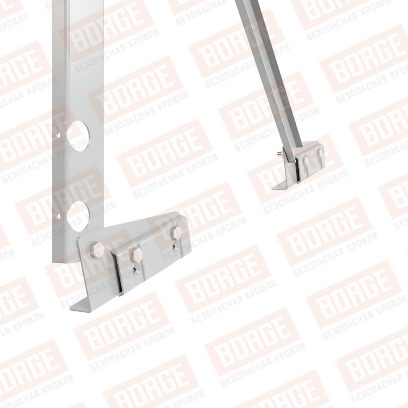 Ограждение кровельное Русский Рубеж H-90см, 3м, для фальцевой кровли, бело-алюминиевый (RAL 9006)