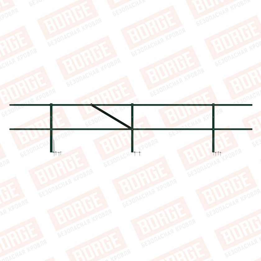 Ограждение плоских кровель Русский Рубеж Н-60, 3м, верхнее крепление, зеленый мох (RAL 6005)