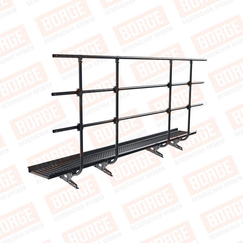 Мостик переходной с ограждением BORGE Н-120см, 3м, для фальцевой кровли, антрацитово-серый (RAL 7016)