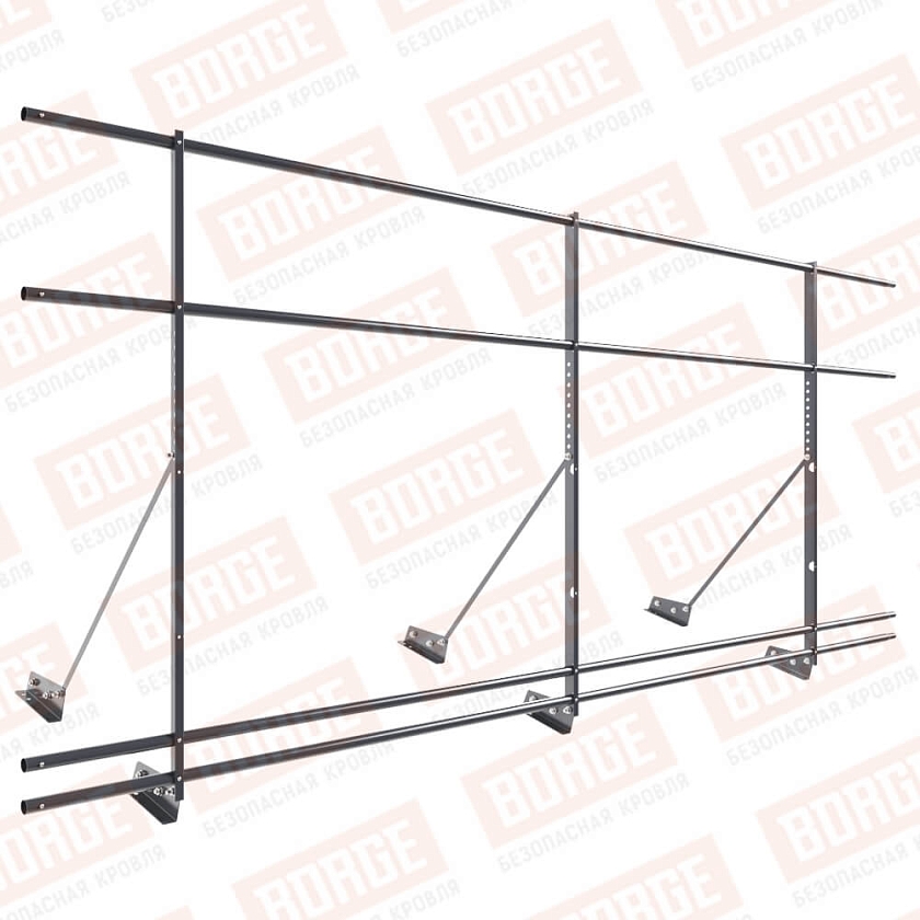 Ограждение декоративное NewLine H-120см, 3м, для фальц. кров., серый графит (RAL 7024), с двумя доп. трубами