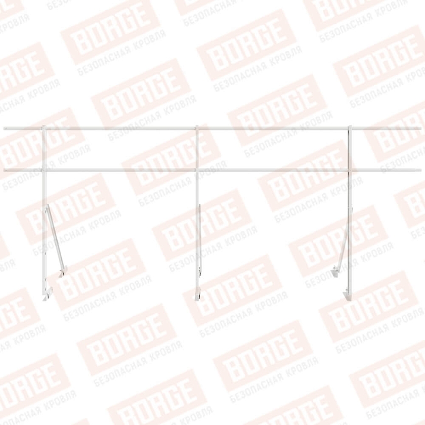 Ограждение кровельное Русский Рубеж H-120см, 3м, для фальцевой кровли, сигнально-белый (RAL 9003)