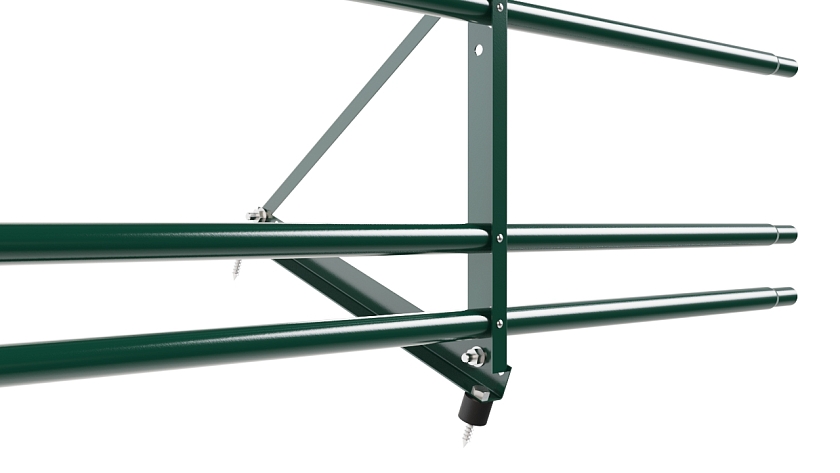 Ограждение кровельное NewLine H-60см, 3м, зеленый мох (RAL 6005), с двумя доп. трубами